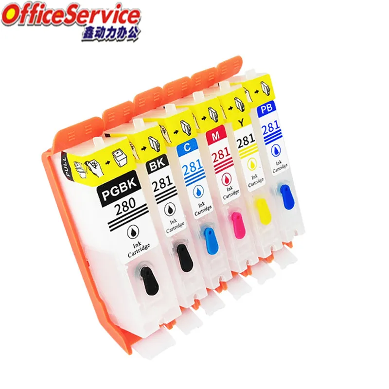 PGI-280 CLI-281 Refillable ink Cartridge For Canon TS702/TR7520/TR8520/TS6120/TS6220/TS6320/TS8120/TS8220/TS8320/TS9120 printer