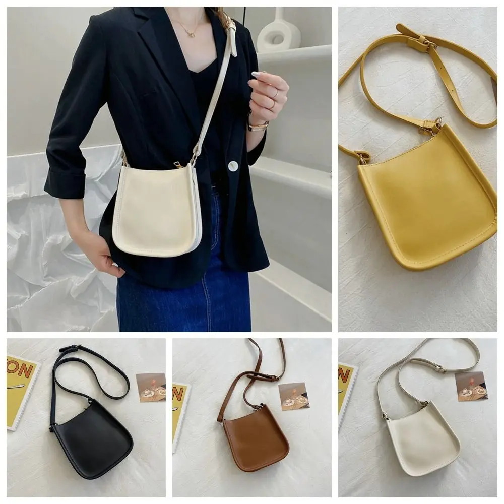 

Simple Pu Leather Small Square Bag White Mobile Phone Bag Shoulder Bag Handbag Black Crossbody Bag Outdoor