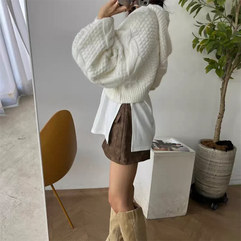 Fashion New Women's Long Sleeve Knitted Cardigan Sweater Women's Casual Cardigan Hooded Loose Jacket