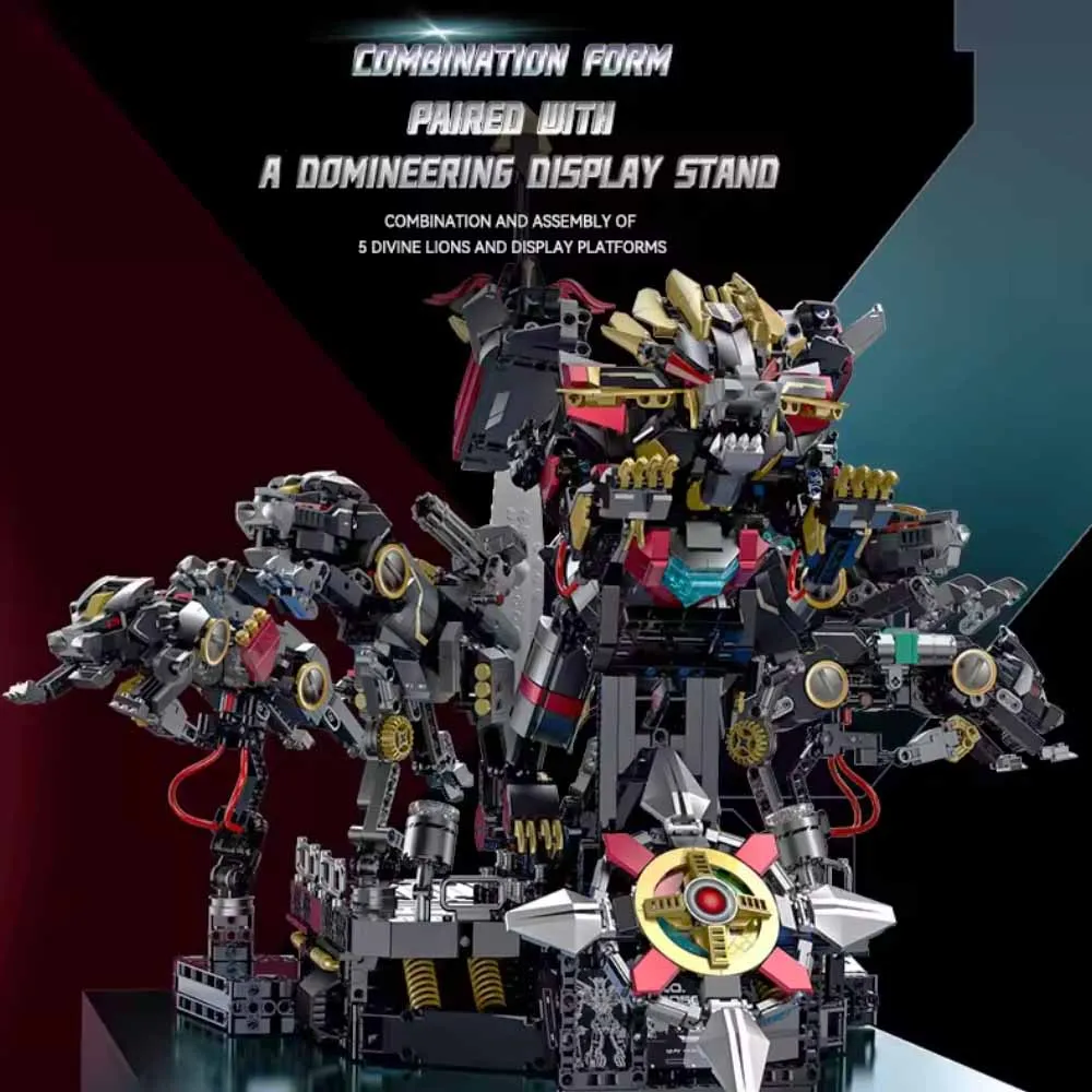 3935PCS 3In1 Technical Beast God Black Lion King Voltron Mecha Building Blocks With LED Light Construction Bricks Adult Toy Gift