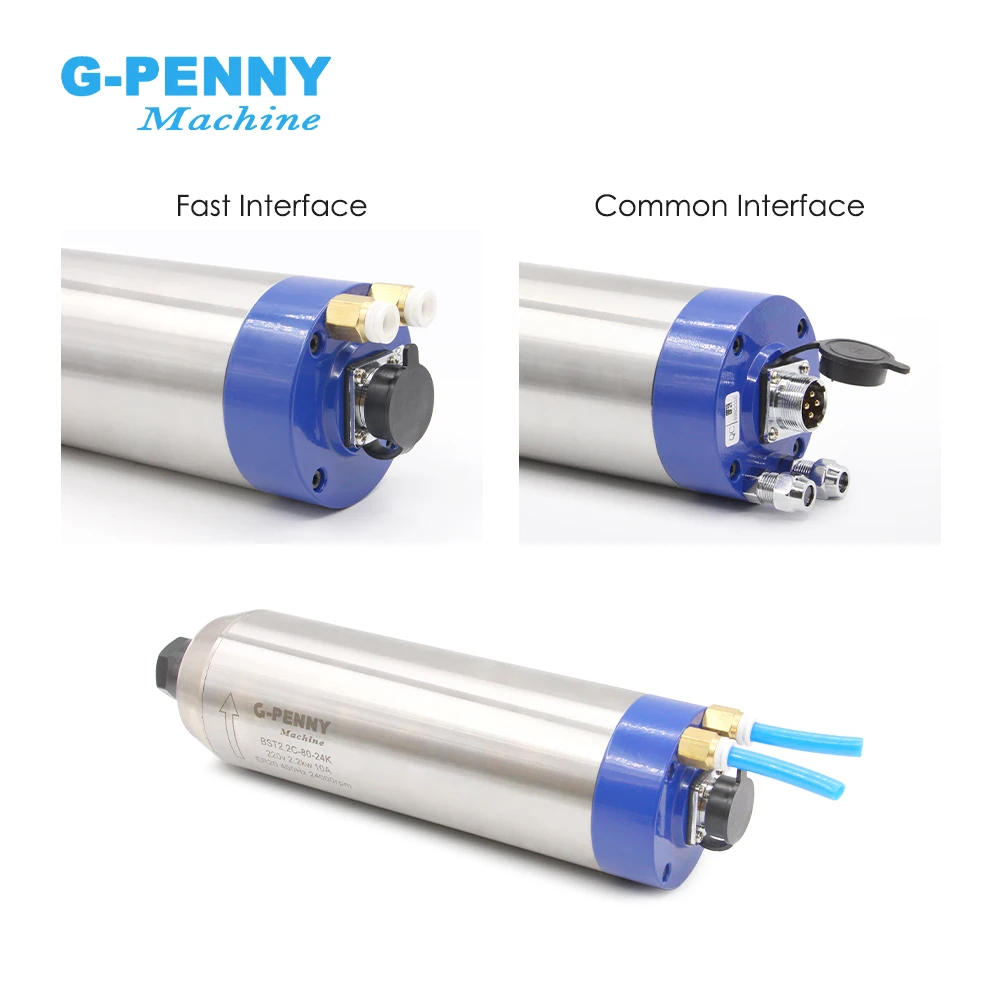 G-Penny 2.2kw ER20 D=80 Water Cooled Spindle Bullet Type 110v 220v 380v Wood / Stone Working 4 pcs Ceramic Ball Bearings