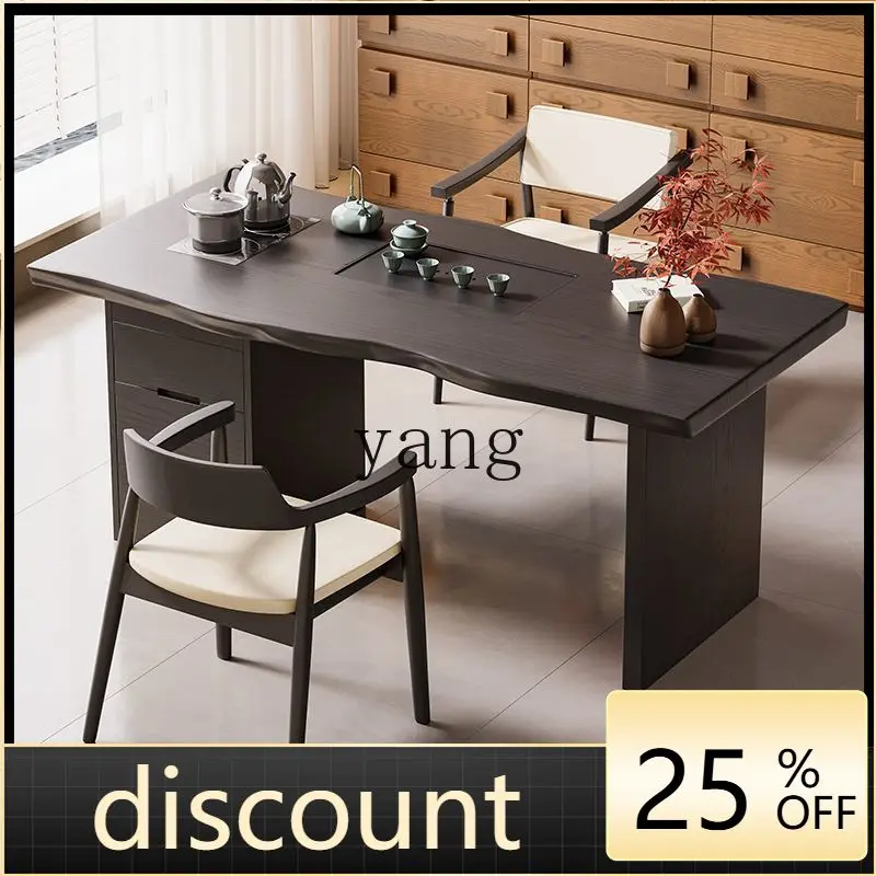 

LH solid wood balcony small tea table household living room tea table kettle integrated embedded