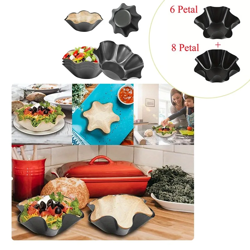 Flower Shape Non-Stick Carbon Steel Baking Bowl Kitchen Tool Creative Toast Bakeware Salad Bowl Egg Tart Shell Mold