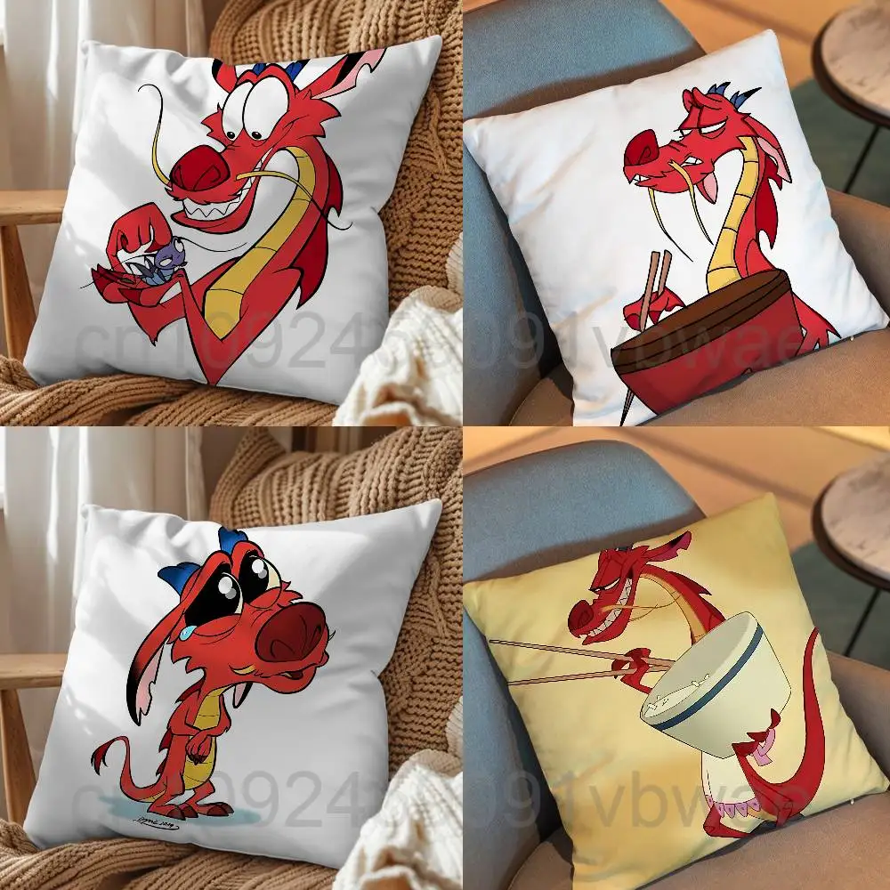 

Cute cartoon emoticons Mushu Pillow Case Square Double-Sided Printing Short Plush Sofa Cushion Cover Bedroom Bedside Pillow