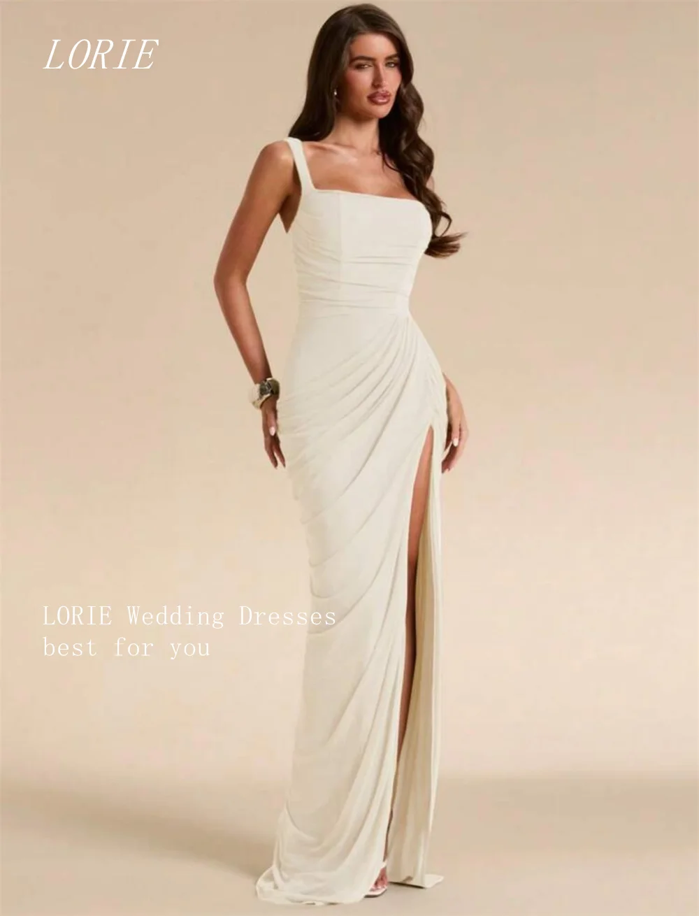 LORIE Classical Mermaid Civil Wedding Dress Waist Cinching Bridal Dresses Side Silt Engagement Wedding Gown Customized 2026