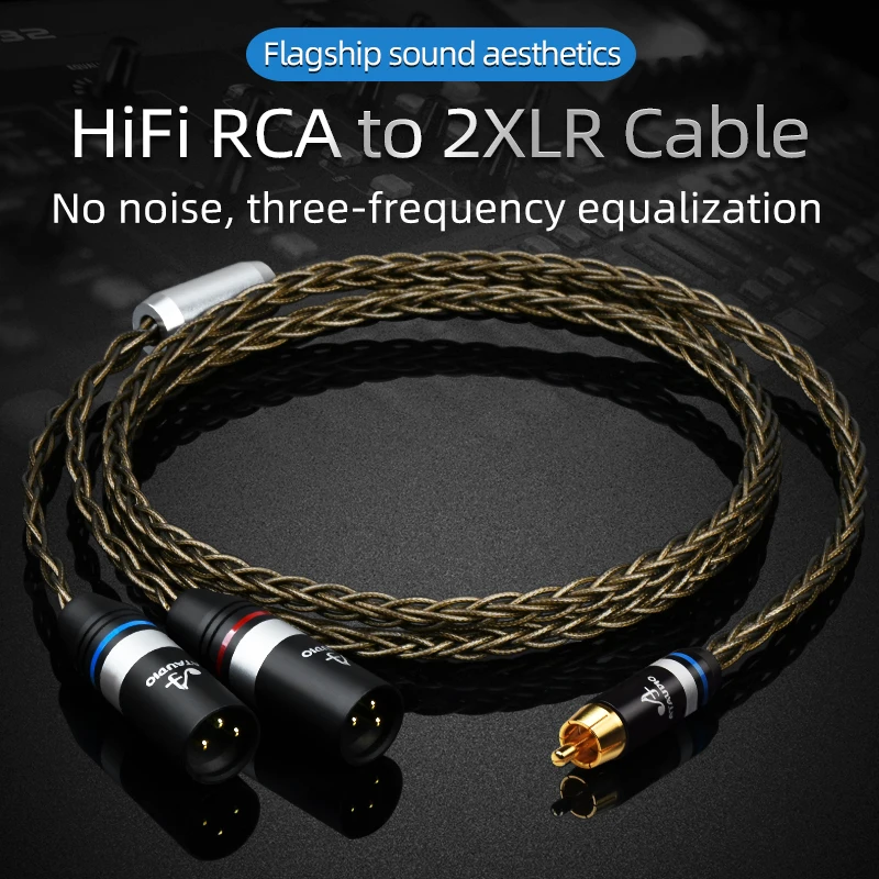

Audio Cable HiFi RCA to 2XLR for Amplifier Hi-end 8 Core OCC Silver Plated RCA to 2XLR Male to Male&Female Jack Splitter Y Cable