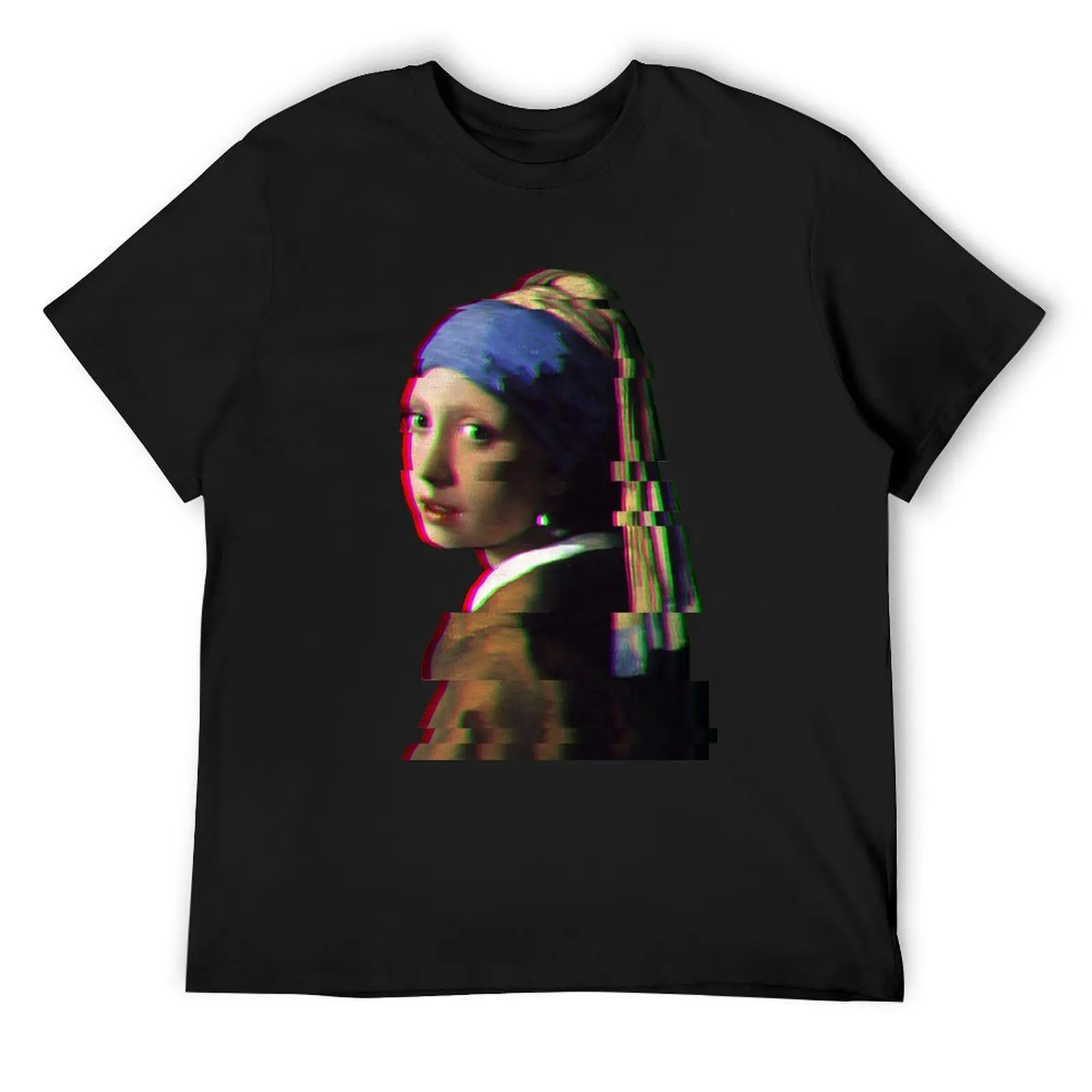 

Glitched Girl with the Pearl Earring T-Shirt cotton graphic tees quick drying cute tops mens designer clothes