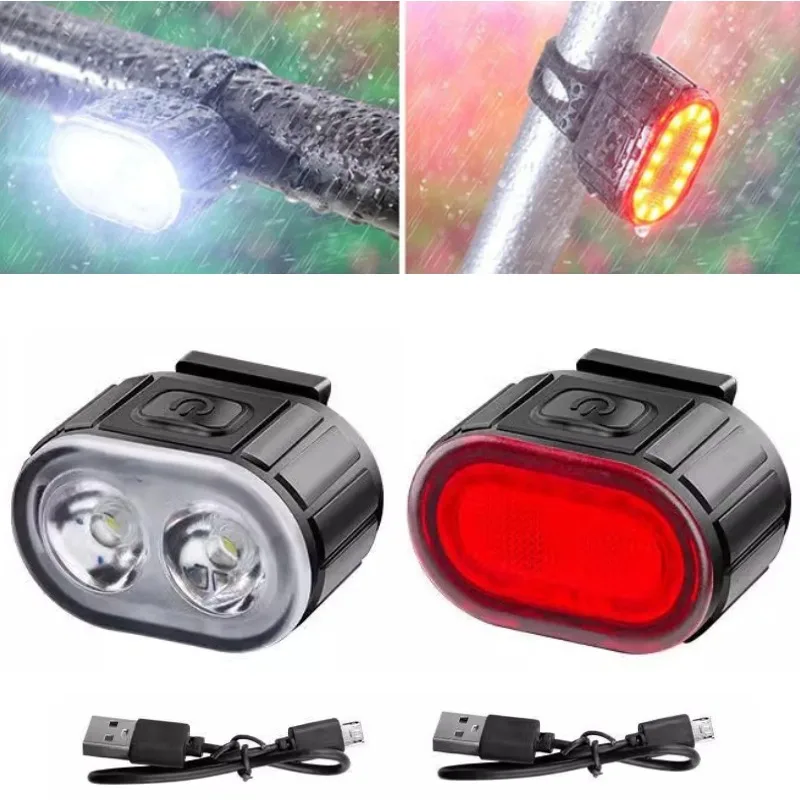 

Front Rear Bike Lights Rechargeable Bicycle Cycling USB Flashlight for Bicycle Lighting Front/Rear/Set Bike Lantern Accessories
