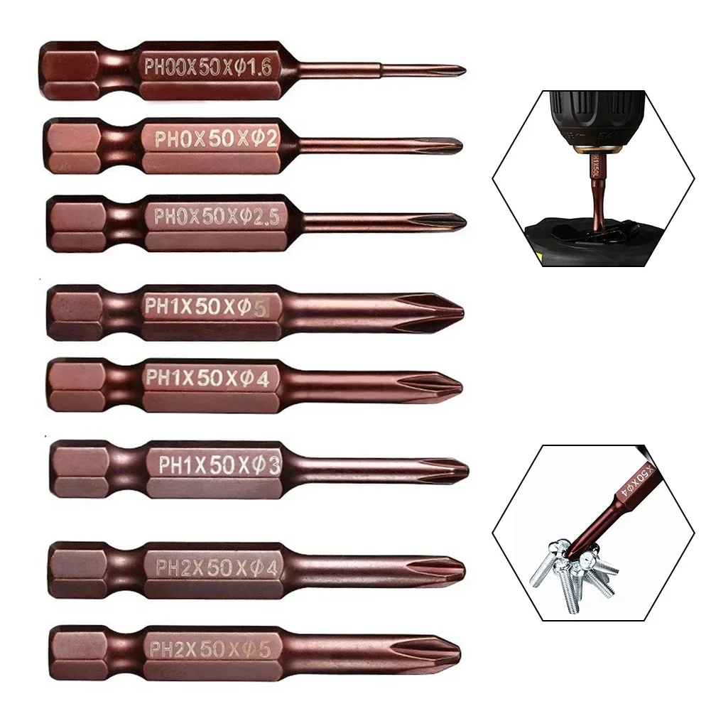 Conjunto de Brocas de Chave de Fenda 50 mm Hastes Sextavadas Liga de Aço Broca de Impacto Elétrica Chave de Fenda Manual Ph00 Ph0 Ph1 Ph2