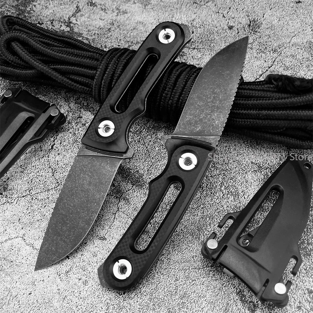 EDC Outdoor Hiking Fixed Blade Knife Stonewashed Fixed Blade ABS Handle with Sheath An Essential Tool for Outdoor Activities view 2