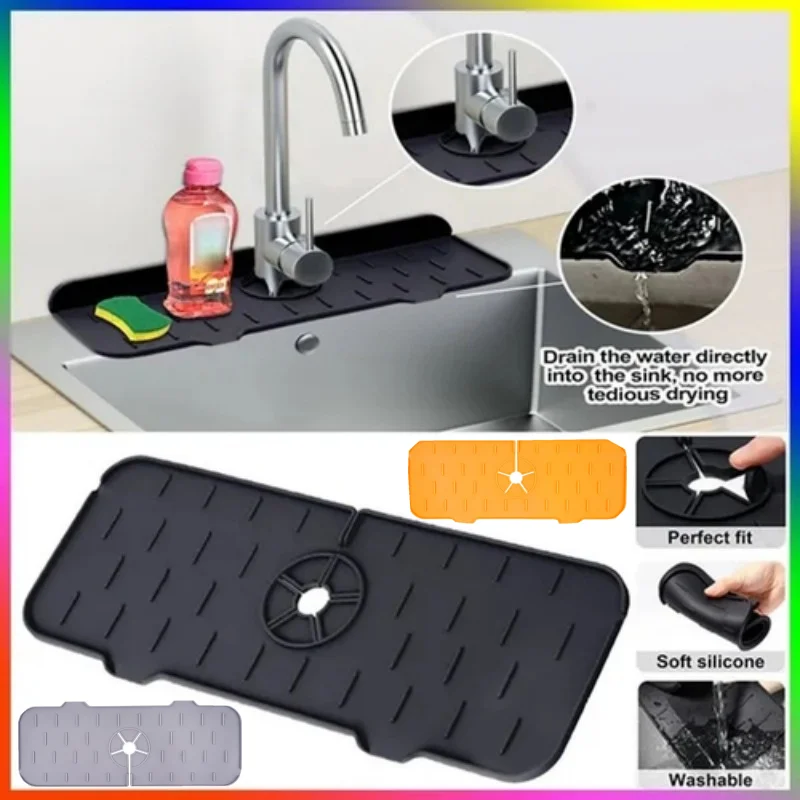 1PC Faucet Mat Kitchen Sink Drain Pad Anti-splash Temperature Insulation Splash Pad Countertops Thickened Splash Guard For Sink