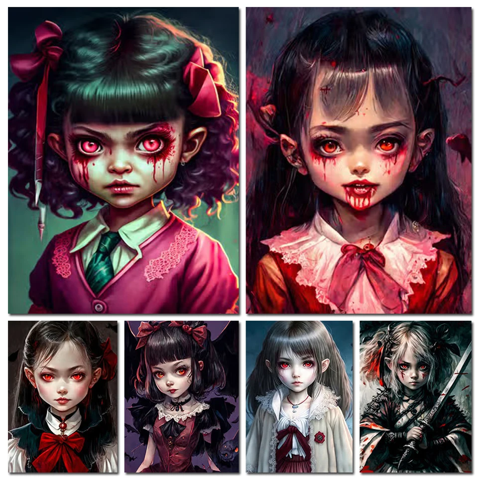 Manga Cute Monster 5D Diamond Painting For Adults Cartoon Vampire Adults Crafts 5D Diamond Full Square Drill Gift Home Decor