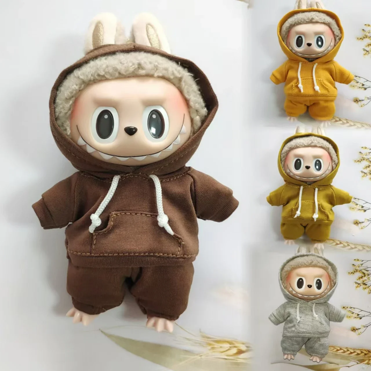 

17cm Labubu Doll's Clothes The Monster Outfit Accessories Clothing DIY Kids Gift Girls Hooded Sweatshirt Pants