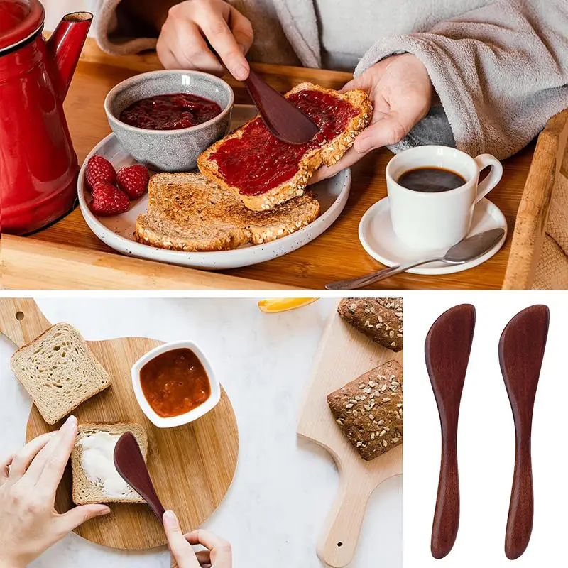 4pcs Wooden marmalade Knife Japan Butter spatula Dinner Knives Thick Handle Knife Style Cheese Cutter Kitchen accessories