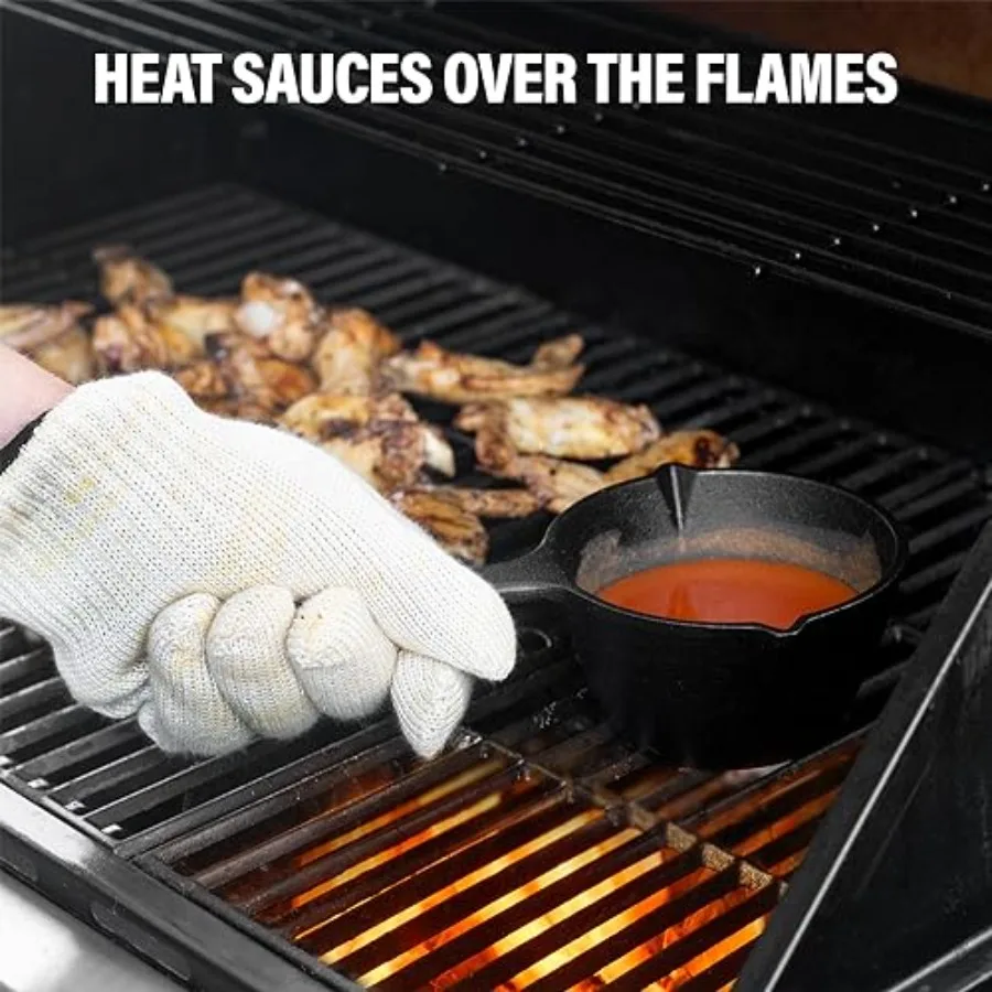 Small Cast Iron Basting Pot with Silicone BBQ Brush Ideal for Grilling and Smoking Perfect for Melting Butter and Sauces 15 Oz