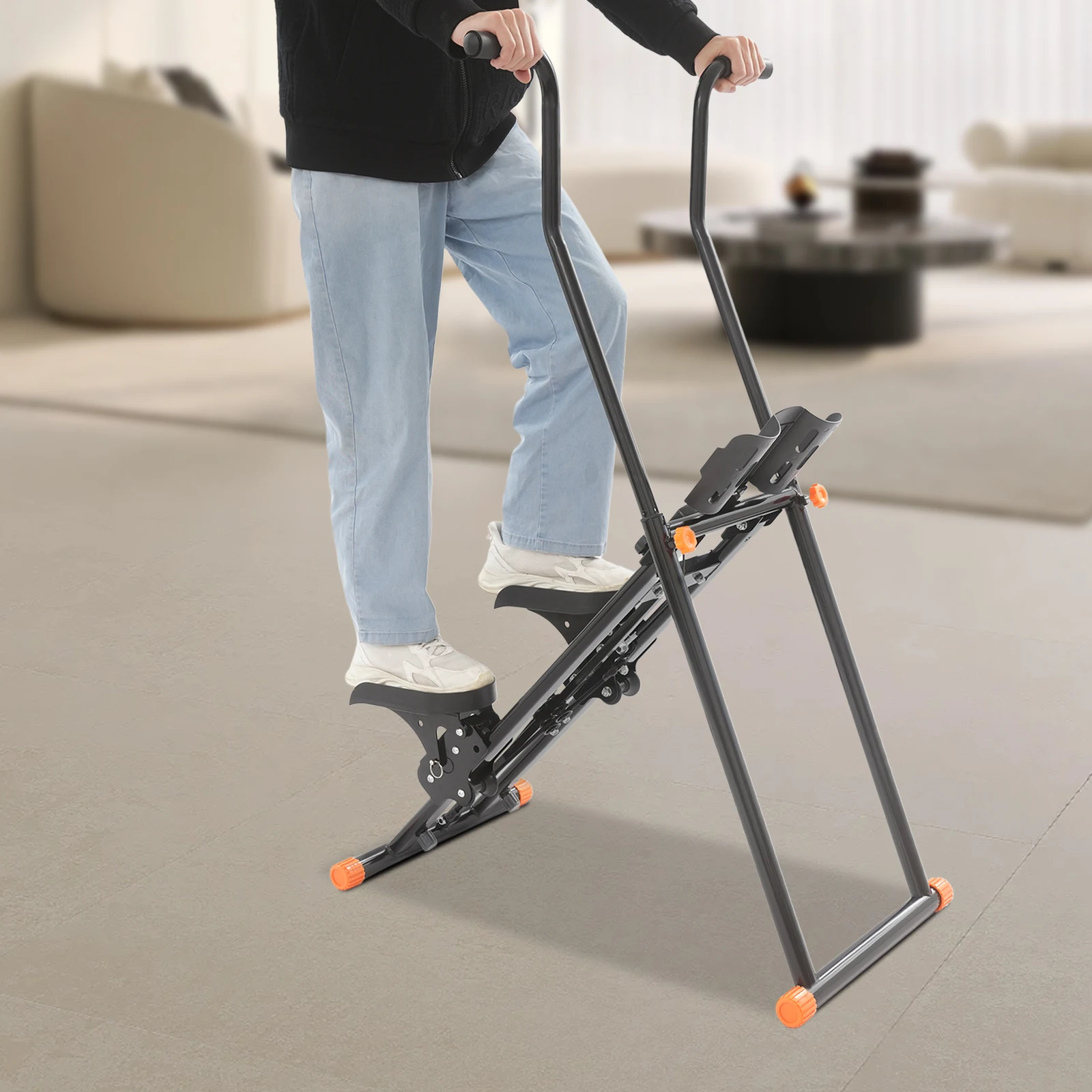 أداة سلالم من الفولاذ الأسود، أداة سلالم قابلة للطي مقاس 56*85*133 سم لصالة الألعاب الرياضية المنزلية #4