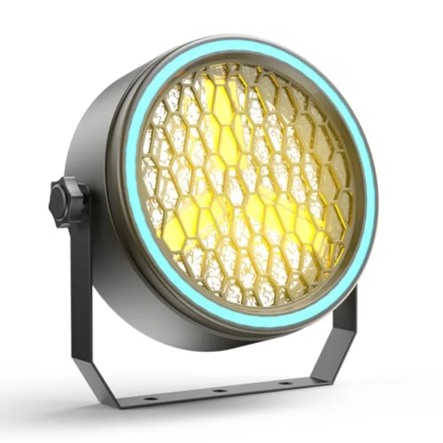 100W Retro DJ Lights Gold Super Bright COB Par Light Stage Spotlights with Strip Sound Activated Vintage DMX Uplights Indoor fo