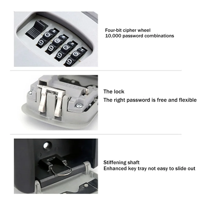 Wall Mount Key Lock Box 4 Digit Password Code Security Lock For Home Office Key Safe Secret Storage Box Organizer-ABLI