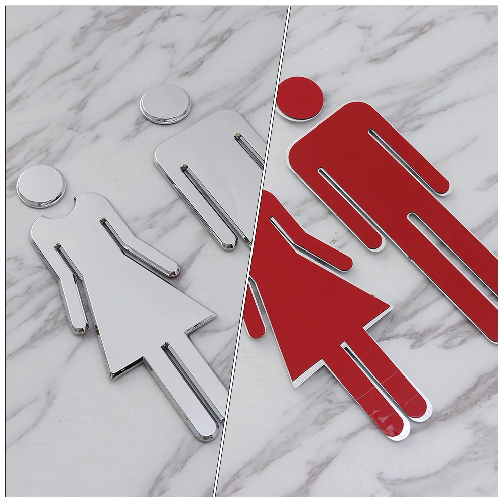 

4 pcs Creative Toilet Sign Restroom Identification Plate Plastic Washroom Direction Sign For Home Hotel Public Toilet Lavatory