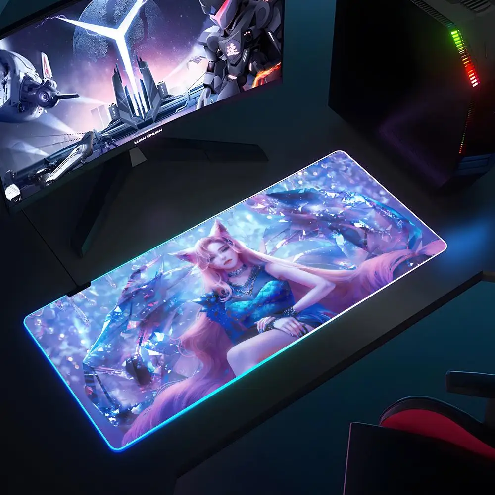 Imagem -05 - League of Legends Kda Mouse Pad Rgb Luminoso Grande Almofada de Mesa Anti Skid Criptografado Super Grande 700x400 mm