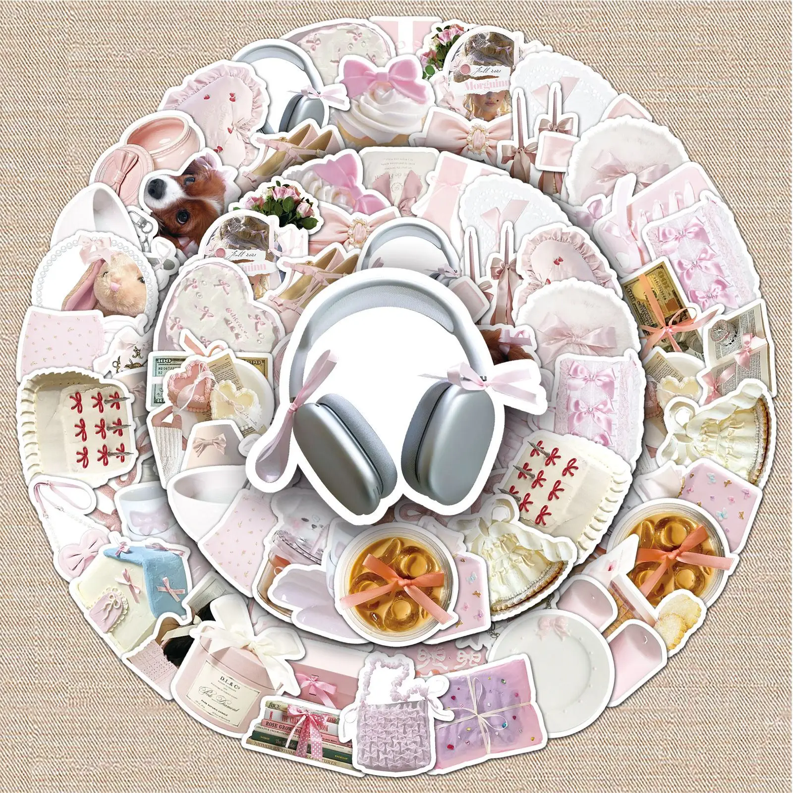 50pcs Bow Style Doodle Stickers Creative Decoration for Phone and Scrapbook