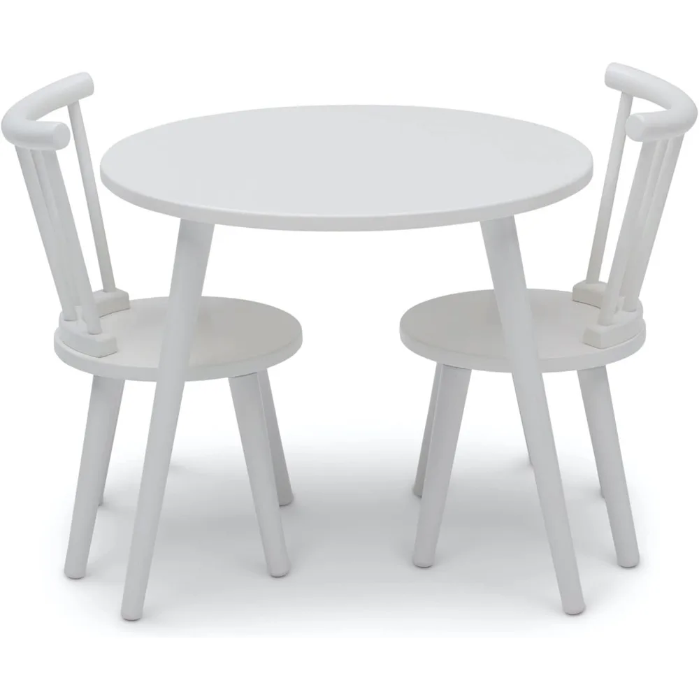 Delta Children Homestead Kids Table e 2 sedie Set-ideale per arti e mestieri, Greenguard Gold Certified, Bianca