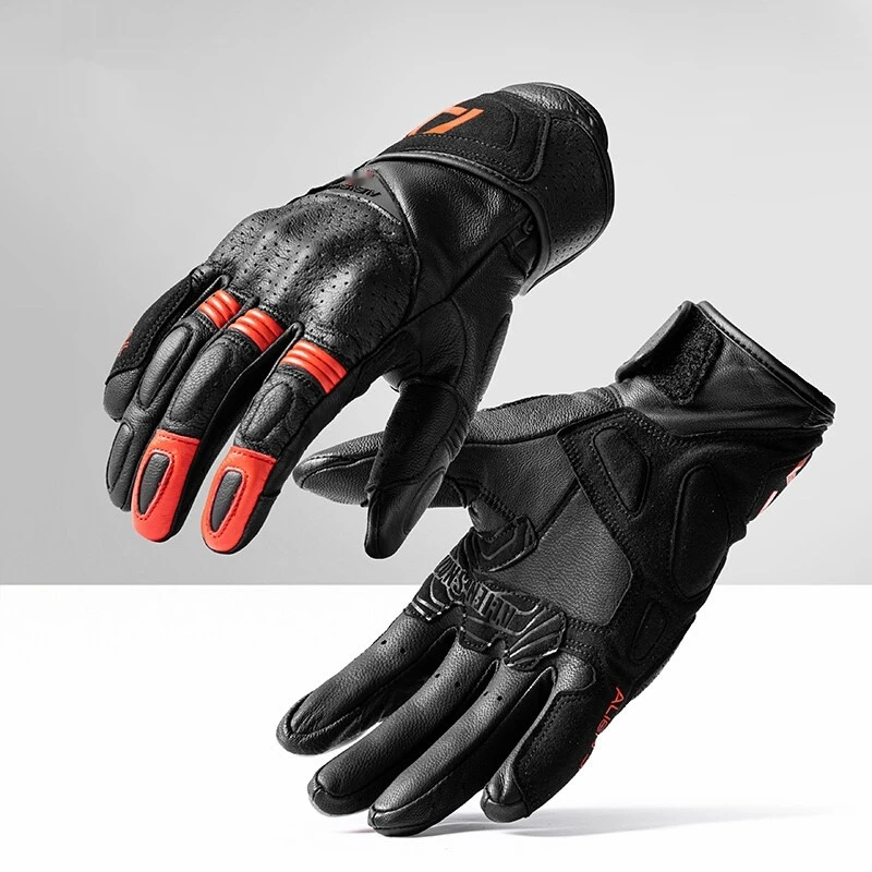 For Motorcycle T5 Sheepskin Gloves Touchscreen Anti-Slip Breathable Vintage Cruiser No-Drill Accesorios Moto