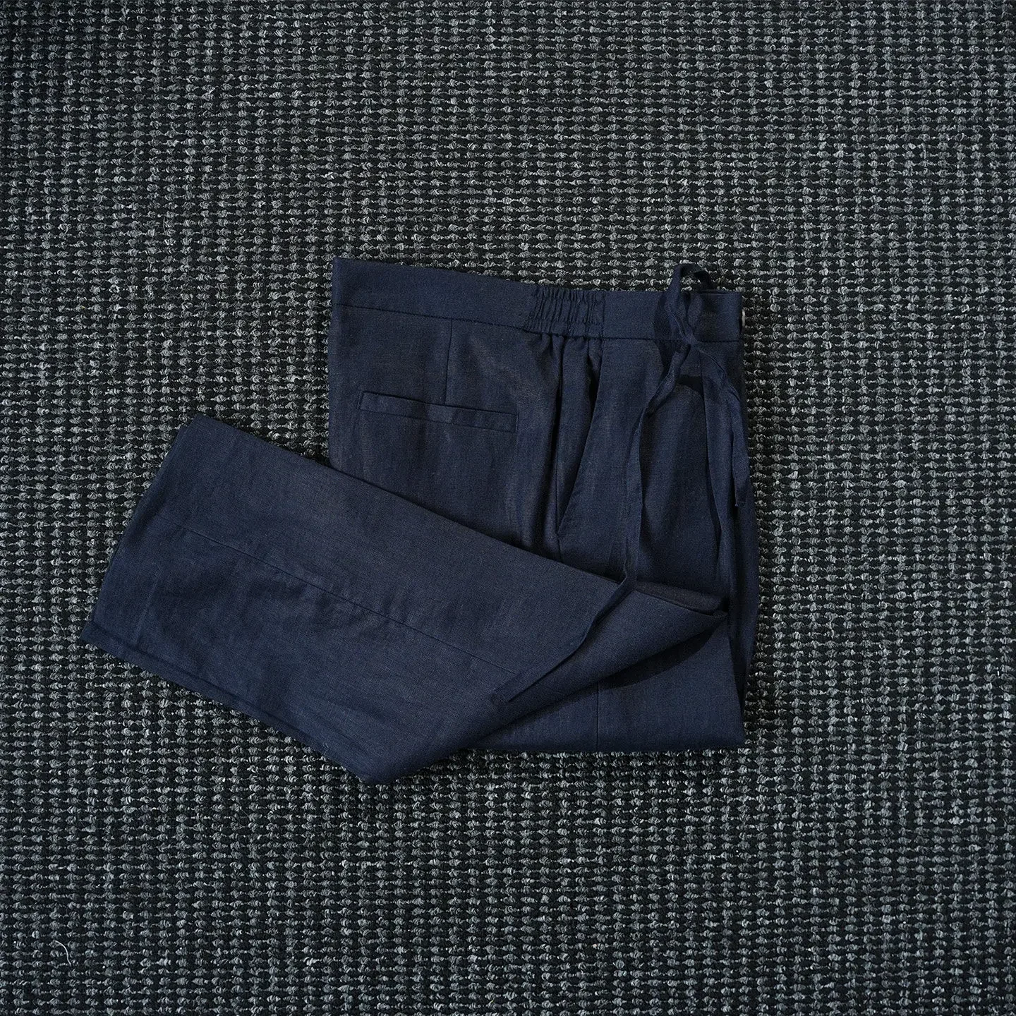 Elastic waist straight nine-point pants 100% linen old money slack casual pants