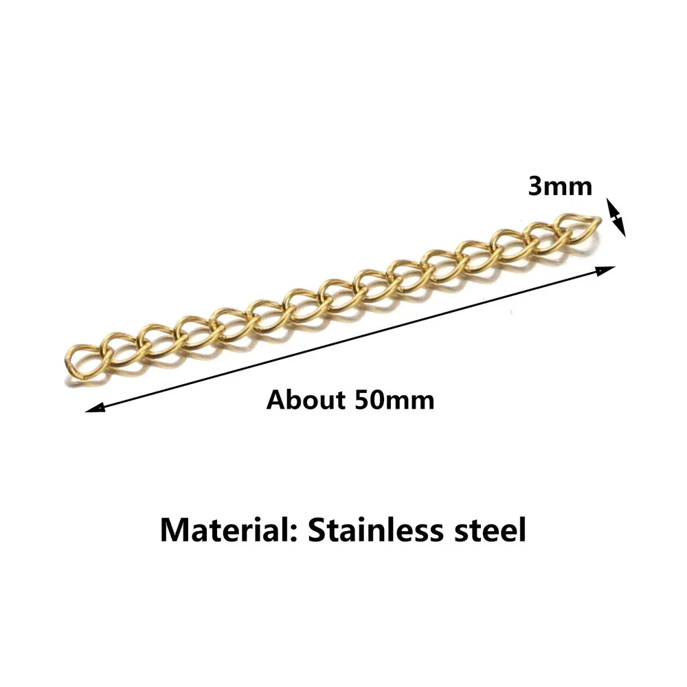 50pcs Long 50mm Stainless Steel Bracelet Extension Tail Chain Bulk Necklace Extension Chain for DIY Jewelry Making Versatile
