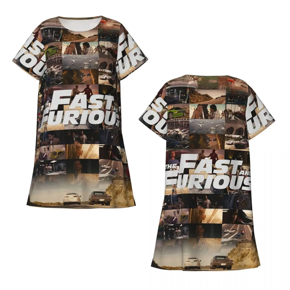 Fast And Furious Legends Tribute Short Sleeves Nightdress  Sleeping Sleepshirts Women Short Sleeve Nightgowns Soft Pajama Dress