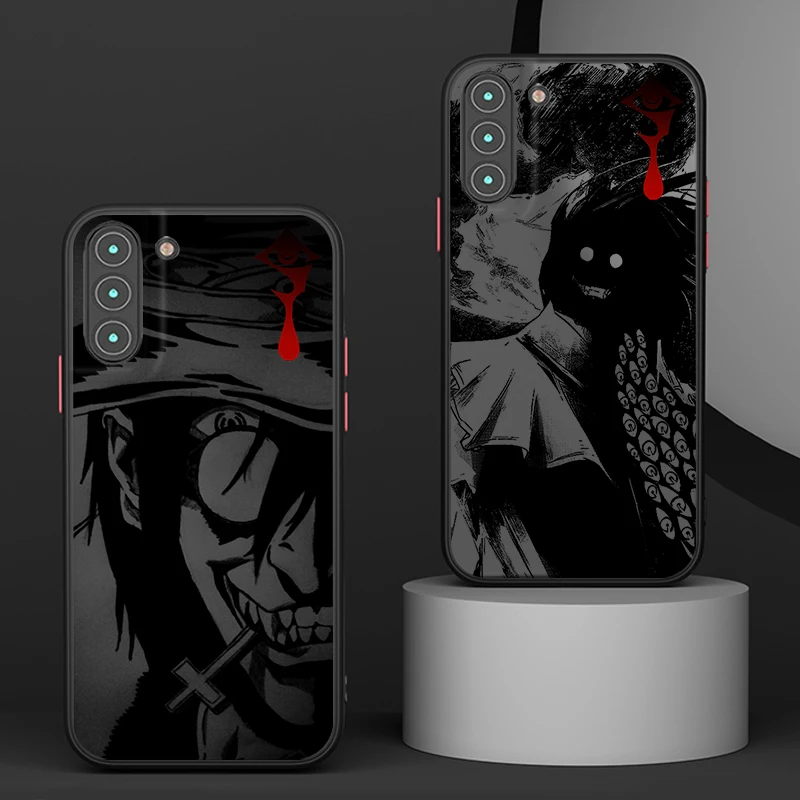 Anime Hellsing Cool For Samsung S24 S23 S22 S21 Ultra S20 FE Note 20 Lite Plus Frosted Translucent Phone Case