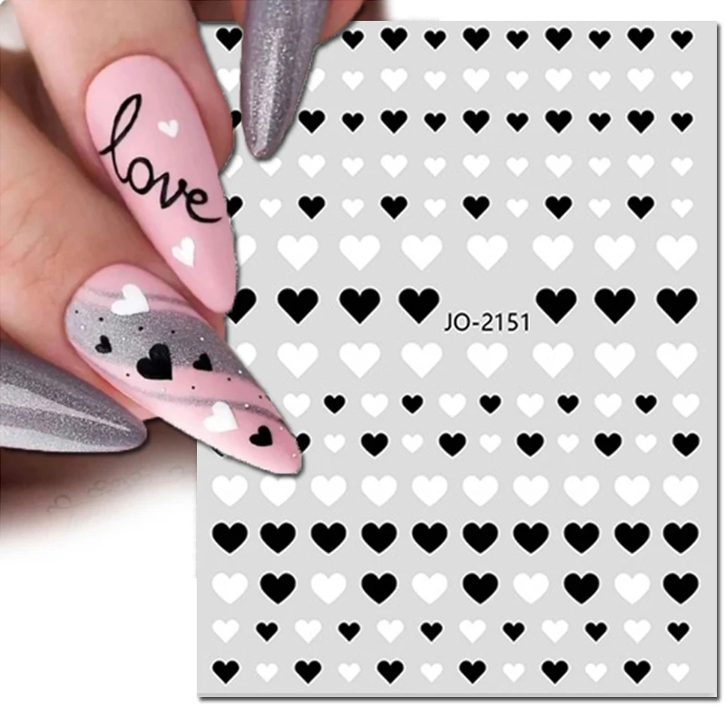 Adesivi per unghie 3d san valentino rosso bianco nero Love Hearts stelle nuvole cursori adesivi decalcomanie decorate manicure per unghie