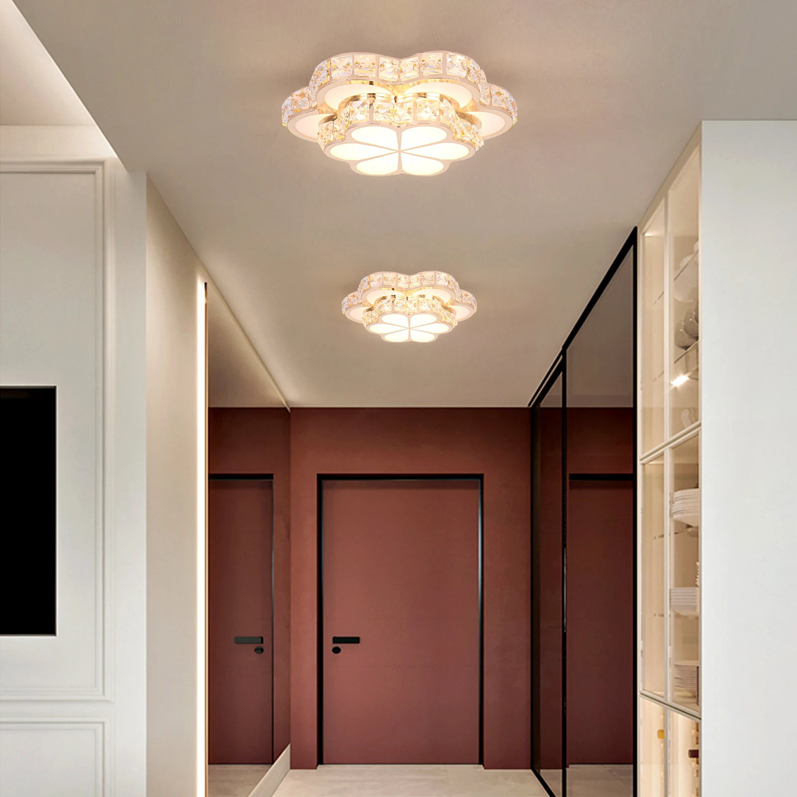 Lampadario a soffitto moderno in cristallo a Led luci lampada dorata per illuminazione decorativa lustro da cucina apparecchi a soffitto a