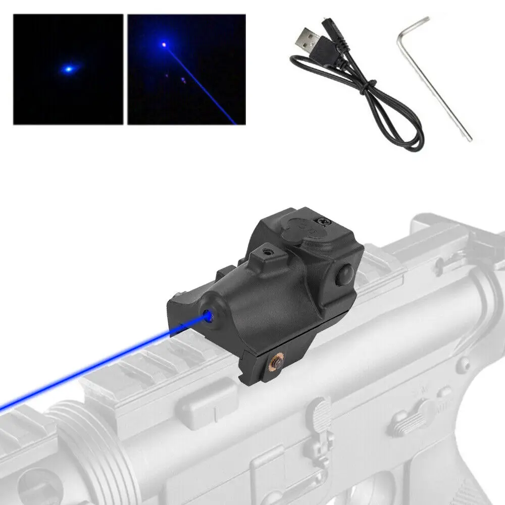 Blue Laser Sigh Pistol Gun For Glock Pointer USB Rechargeable Beam 17 18c 19 26