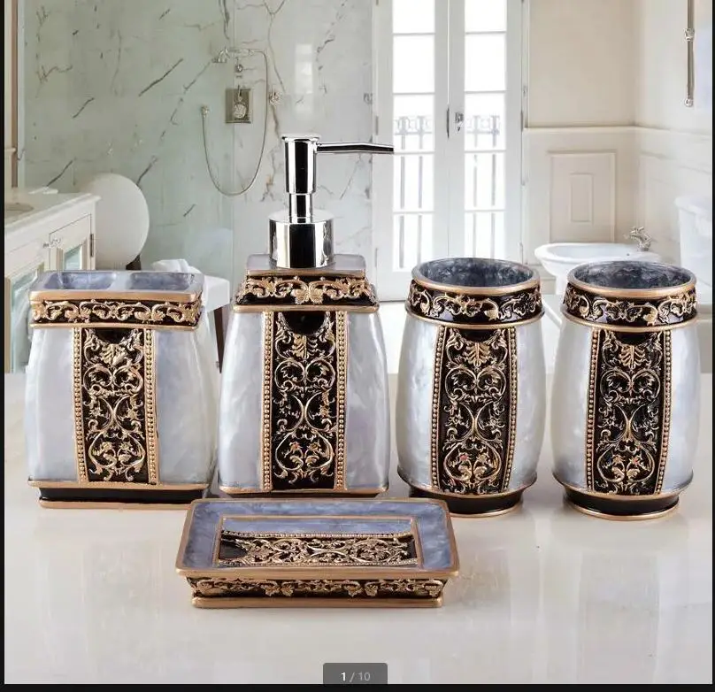 Resin Bathroom Five Piece Set DecorativeToiletries Supplies Wash Home Decoration Accessories Suit Combination