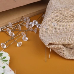 Fenrry 100Pcs/Box Diamond Pins Crystal Head Corsage Sewing Pins Straight Pins for Dressmaking Party Decorations with Plastic Box