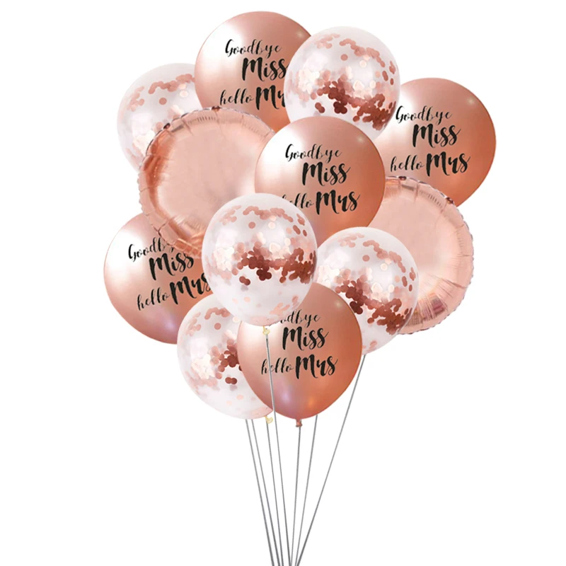 Rose gold theme Bride To Be goodbye Miss hello Mrs Latex Confetti Balloons Engagement Wedding Party Bride Shower Decoration