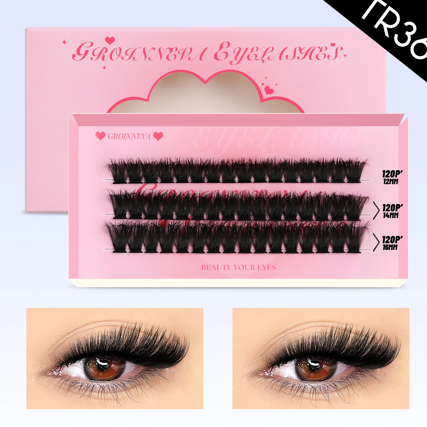 DIY Eyelash Extension C Curl Long Individual Lashes, Mixed Tray