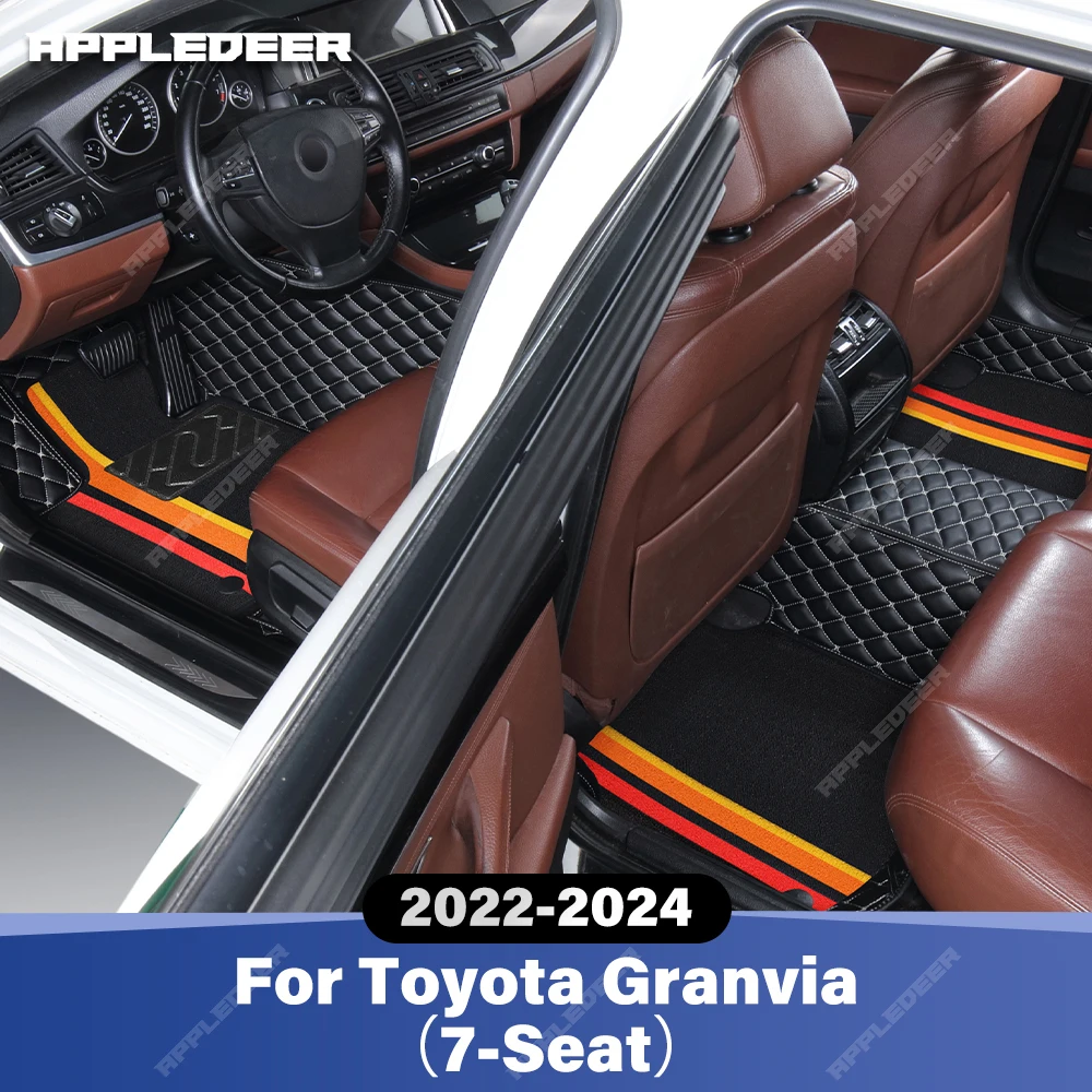

For Toyota Granvia（7-Seat） 2022-2024 Double Layer Car Floor Mats Custom Auto Carpet Cover Interior Accessories