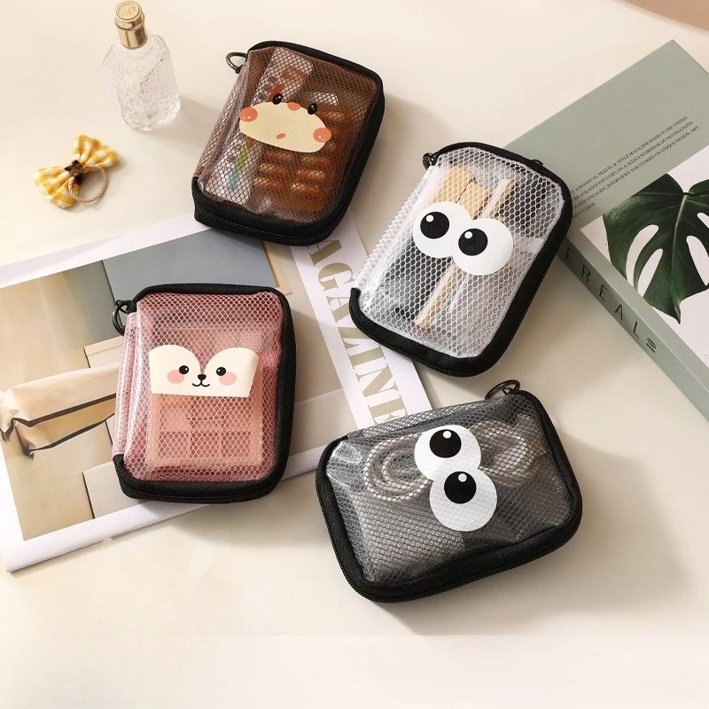 New Cartoon Data Cable Storage Makeup Bag Multifunctional Portable Travel Lipstick Pouch Waterproof Transparent Cosmetic Bag