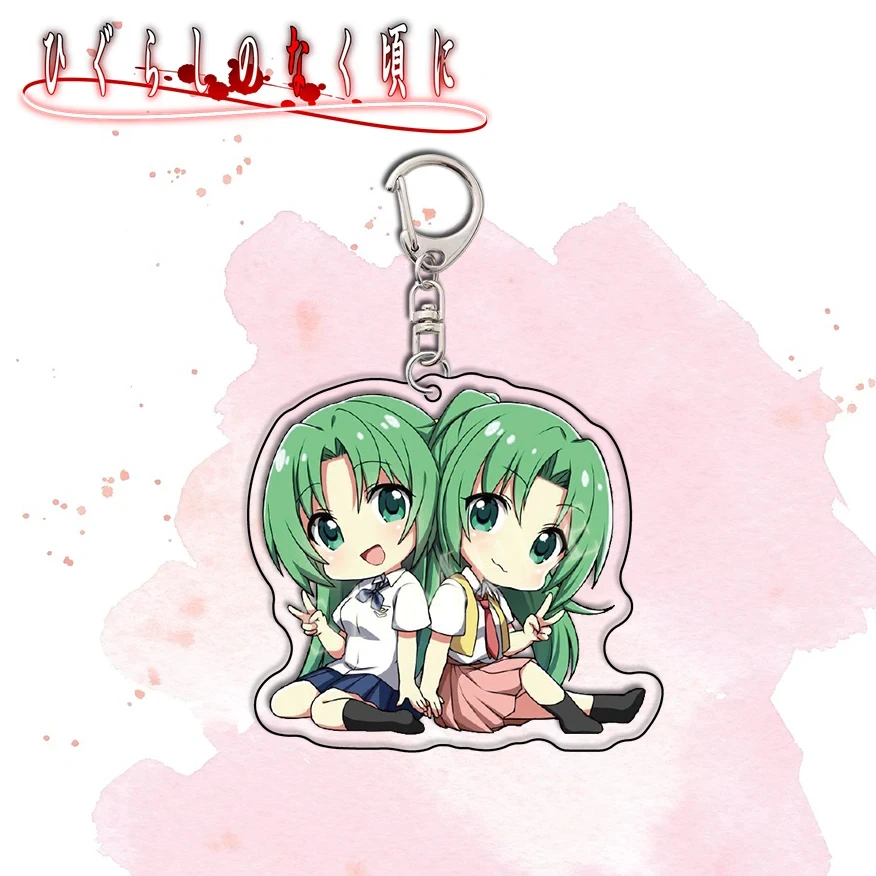 Anime Figura Chaveiro para Fãs, Chaveiro de Acrílico, Jóias, Higurashi, Quando Choramos, Ryugu, Rena, Sonozaki, Mion, Figura Shion, Anel