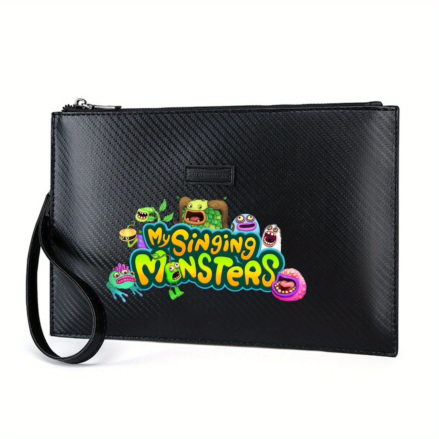 Singing Monsters logo and cartoon creatures Elegant Printed PU Men's Handbag Fashionable and Practical for Everyday Carry