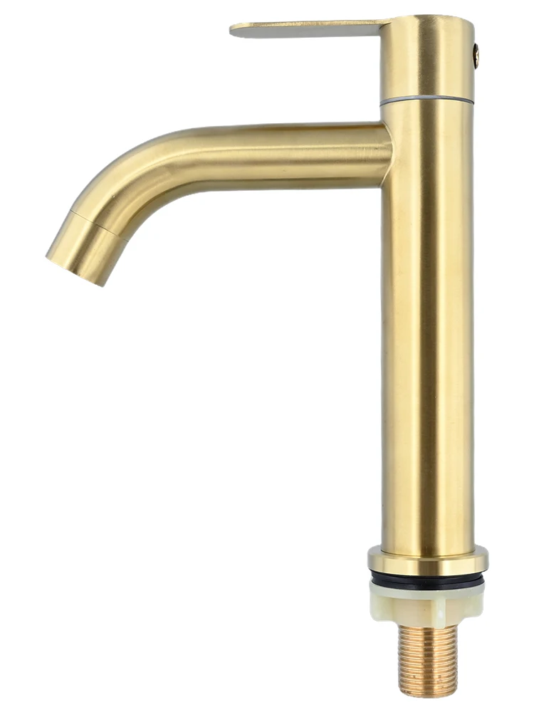 Bathroom Accessories Stainless Steel Single Cold Faucet Package Content 304 Stainless Steel Accessories Basin Brushed Gold