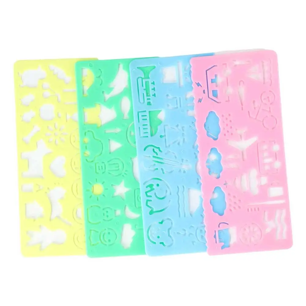 Stationery for  Students DIY Craft School Painting Supplies Plastic Drawing Rulers Cartoon Spirograph Painting Template