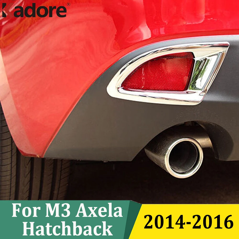 For Mazda 3 M3 Axela Hatchback 2014 2015 2016 ABS Chrome Rear Foglight Cover Sticker Fog Light Lamps Trim Car Accessories