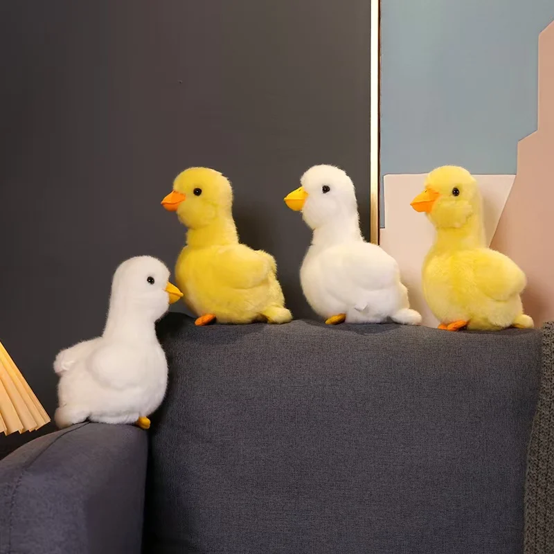Simulation cartoon duck plush toy cute plush animal white yellow duck plush doll lifelike goose plush child\'s toy girl
