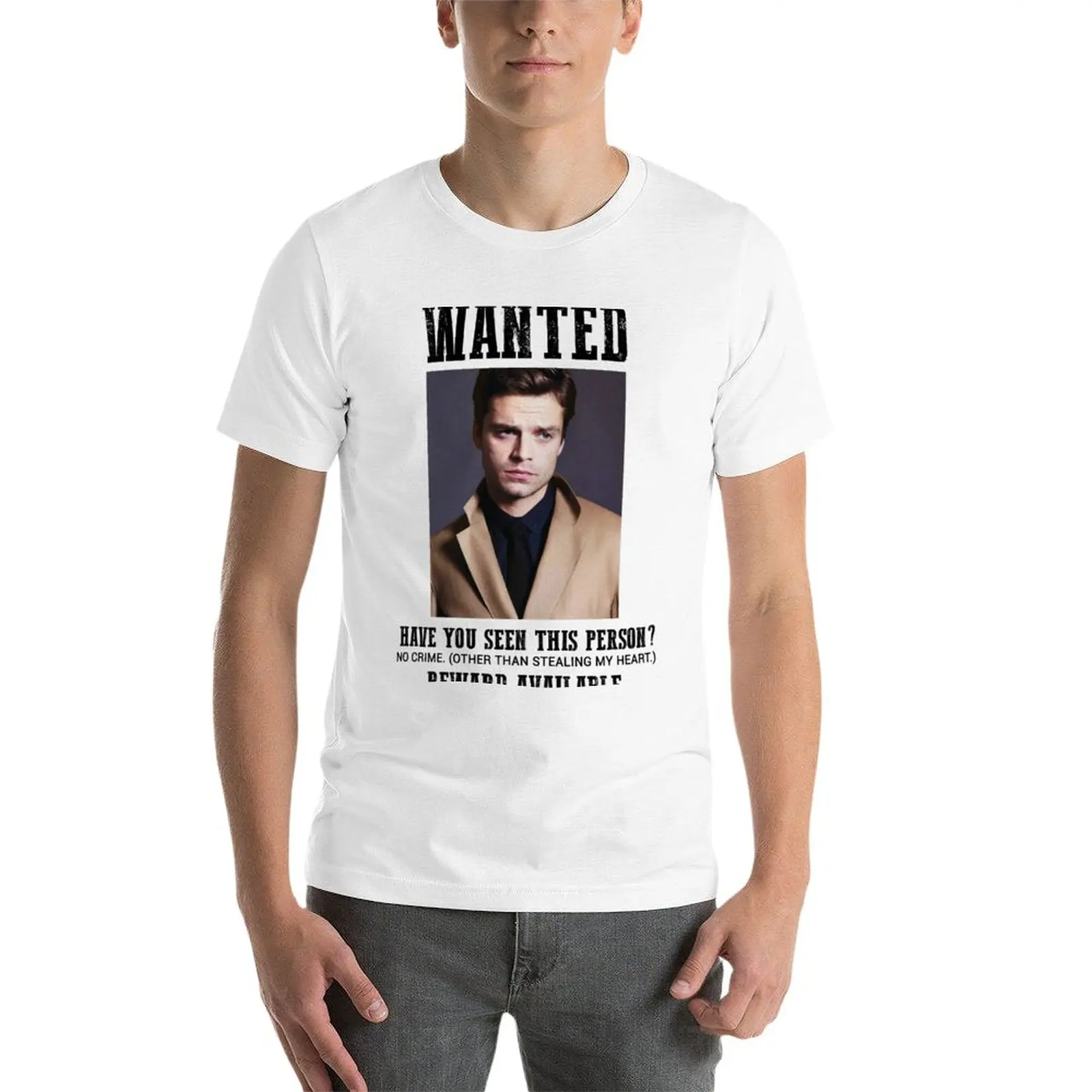 New wanted: sebastian stan T-Shirt graphic t shirts Short sleeve tee oversized t shirt T-shirt men