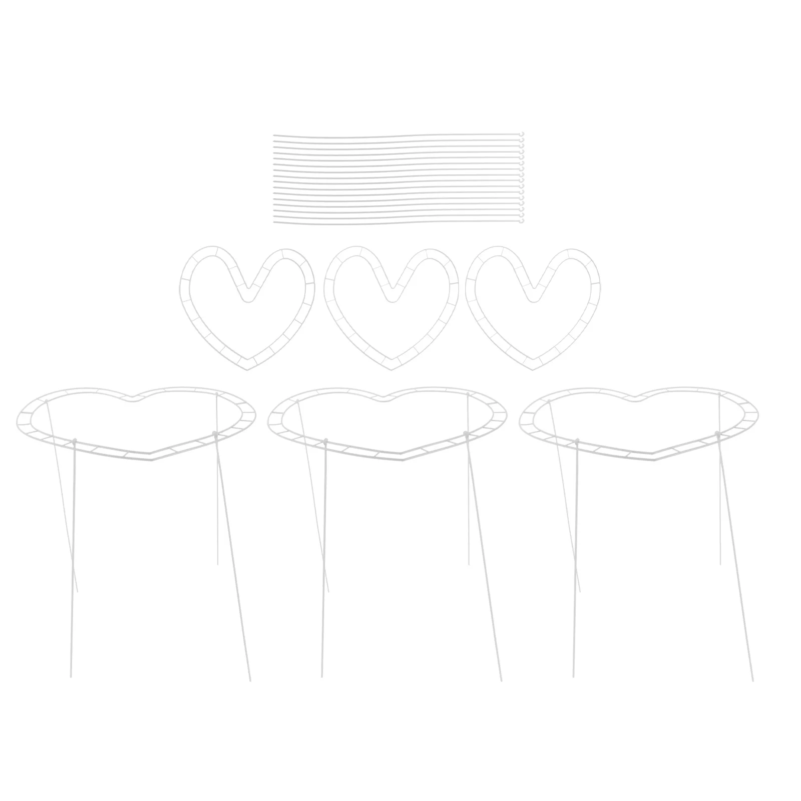 

6 set Packaging Flower Arranging Frame Heart Shaped Wreath Craft Wedding Party Decoration Floral Holder Plastic Wreath Form