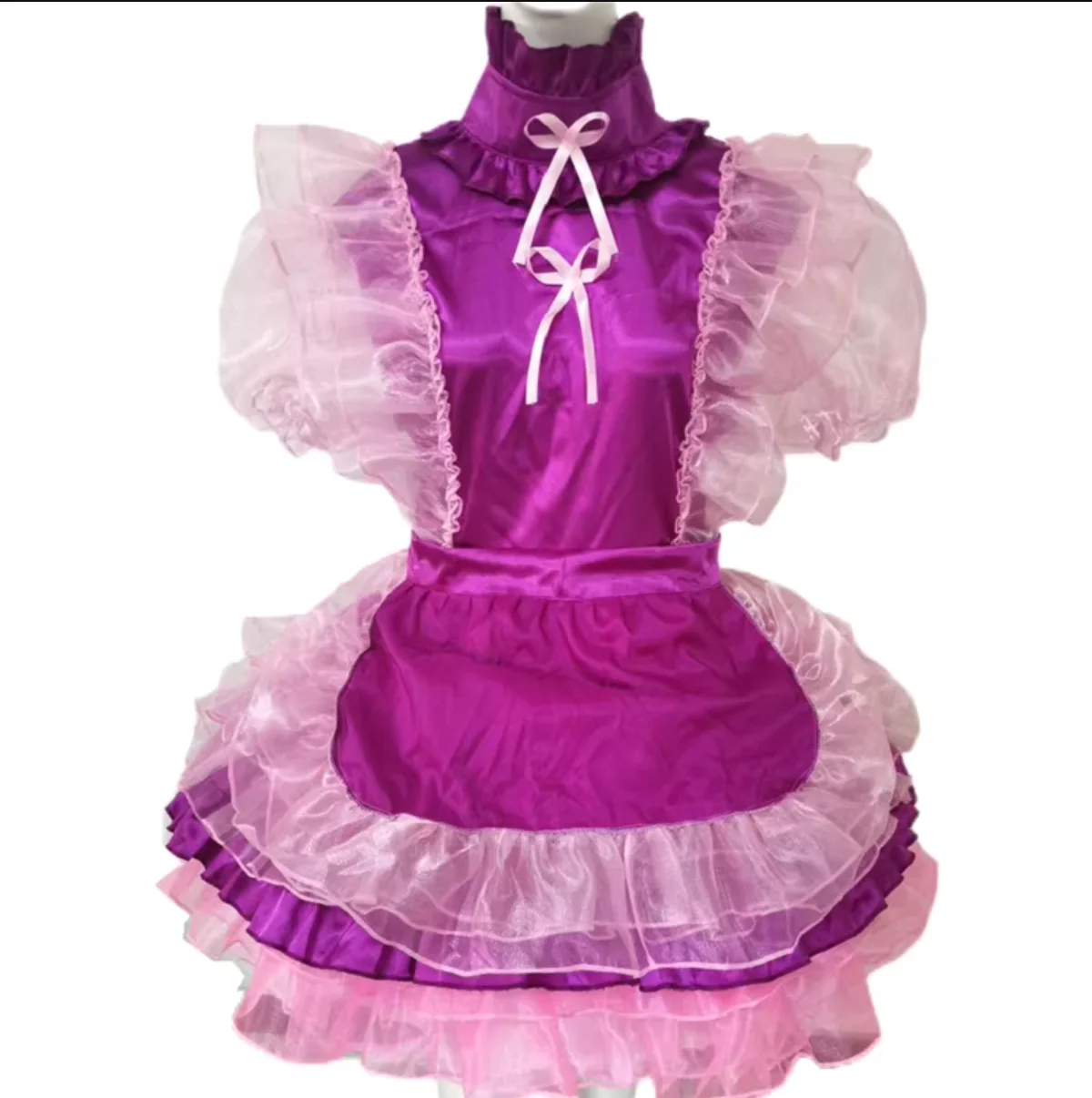 

French Sexy Adult Customized Pedophilia Crossdressing Sissy Rose Red Middle and Senior Aged Eugenia Short Sleeved Dress