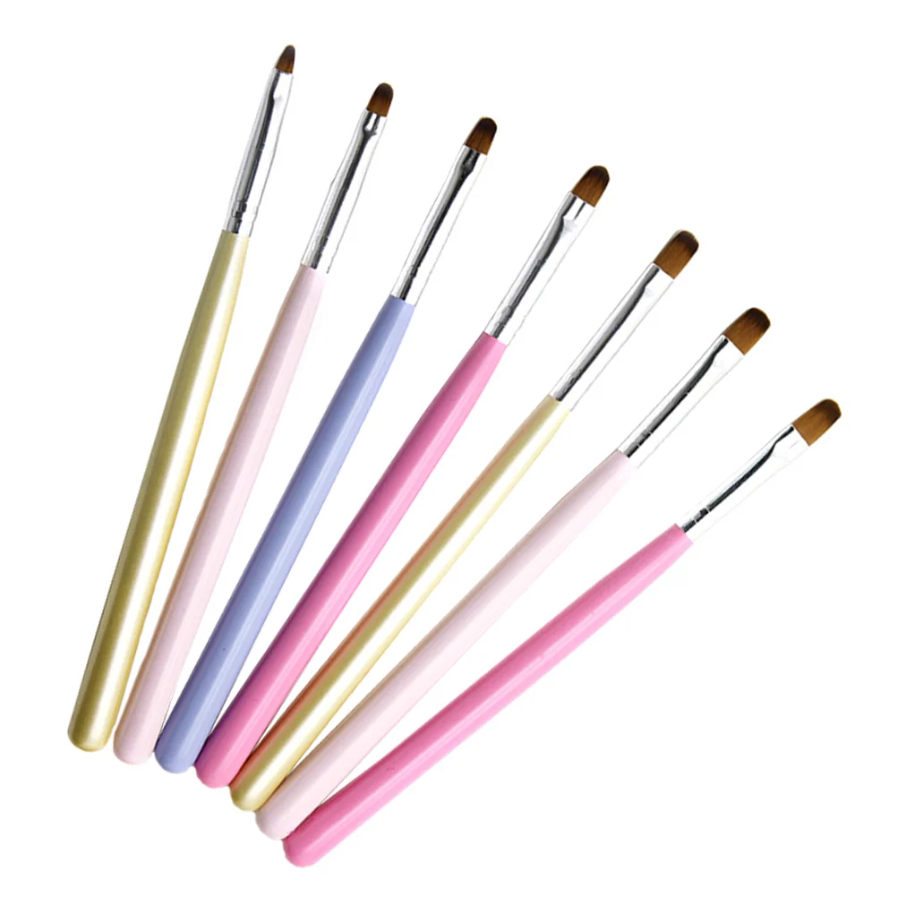 

8 Pcs Nail Art Brushes Manicure Pen Wood Handle Nylon Bristle Zinc Alloy Detail Paint Drawing Pens For Salon Diy Nail Painting